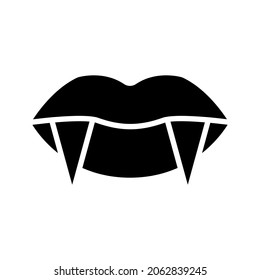 Illustration vector graphic icon of Vampire Mouth. Solid Style Icon. Halloween Themed Icon. Vector illustration isolated on white background. Perfect for website or application design.
