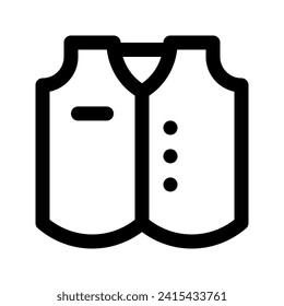 Illustration vector graphic icon of Vest. Outline Style Icon. Clothes Themed Icon. Vector illustration isolated on white background. Perfect for website or application design.