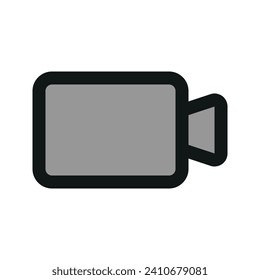 Icono gráfico vectorial de ilustración de cámara de vídeo. Icono de estilo de línea relleno. Icono Temático De Equipo Y Equipo. Ilustración vectorial aislada en fondo blanco. Perfecto para el diseño de sitios web o aplicaciones.