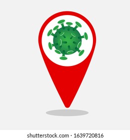 illustration vector graphic icon virus location, perfect for symbol, icon, map, pin, etc