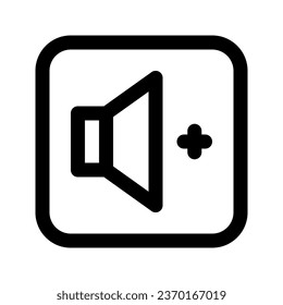 Icono gráfico vectorial de ilustración de Volumen Arriba. Icono de estilo de esquema. Icono de tema multimedia. Ilustración vectorial aislada en fondo blanco. Perfecto para el diseño de sitios web o aplicaciones.