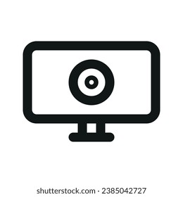Illustration vector graphic icon of Webcam. Outline Style Icon. Computer And Device Themed Icon. Vector illustration isolated on white background. Perfect for website or application design.