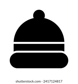 Illustration vector graphic icon of Winter Hat. Solid Style Icon. Clothes Themed Icon. Vector illustration isolated on white background. Perfect for website or application design.