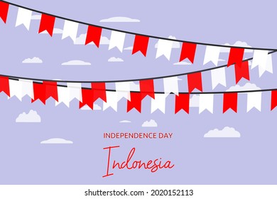 Illustration vector graphic of independence day of Indonesia. ornament design of independence day of Indonesia. red and white. Perfect for poster, cover, banner design etc.