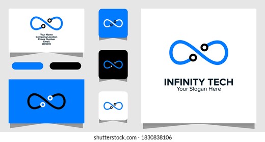 Illustration Vector Graphic of Infinity Line Technology logo and business card