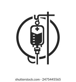 Illustration vector graphic of Infusion bag on holder pole logo