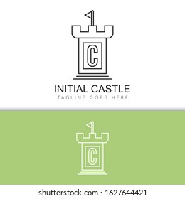illustration vector graphic initial c logo of castle good for branding and icon