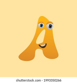 Illustration vector graphic of A initial character smile, good for children book, child content, or logo initial.