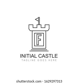 illustration vector graphic initial f logo of castle good for branding and icon