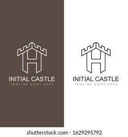 illustration vector graphic initial h logo of castle good for branding and icon
