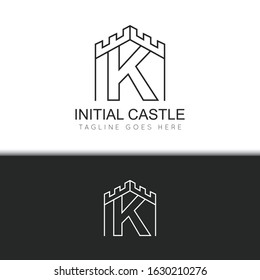 illustration vector graphic initial k logo of castle good for branding and icon