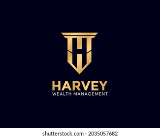 Illustration vector graphic of initial Letter HMW, that is shaped like a pillar. this is good for wealth management logo or financial logo.