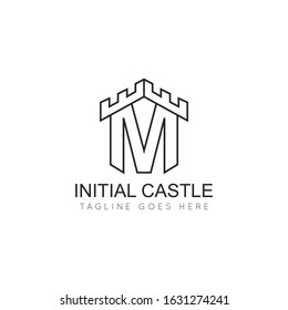 illustration vector graphic initial m logo of castle good for branding and icon