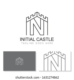 illustration vector graphic initial n logo of castle good for branding and icon