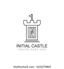 illustration vector graphic initial n logo of castle good for branding and icon