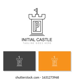 illustration vector graphic initial p logo of castle good for branding and icon