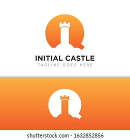 illustration vector graphic initial q logo of castle good for branding and icon