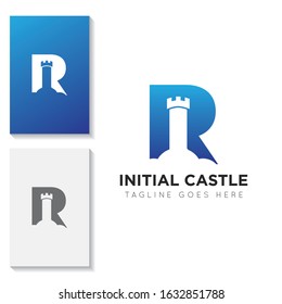 illustration vector graphic initial r logo of castle good for branding and icon