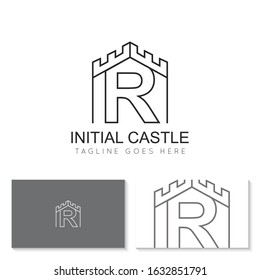 illustration vector graphic initial r logo of castle good for branding and icon