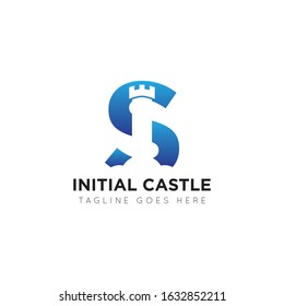 illustration vector graphic initial s logo of castle good for branding and icon