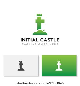 illustration vector graphic initial t logo of castle good for branding and icon