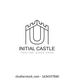 illustration vector graphic initial u logo of castle good for branding and icon