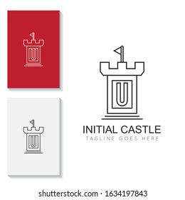 illustration vector graphic initial u logo of castle good for branding and icon