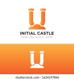 illustration vector graphic initial u logo of castle good for branding and icon