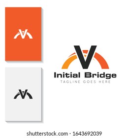 illustration vector graphic initial v logo of bridge good for building and industrial icon
