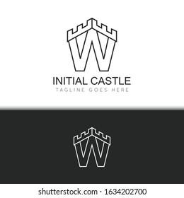 illustration vector graphic initial w logo of castle good for branding and icon