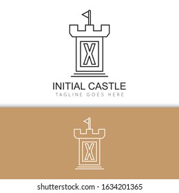 illustration vector graphic initial x logo of a castle good for branding and icon