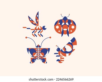 ilustración vectorial gráfico de insectos con concepto geométrico perfecto para elementos con tema de insectos