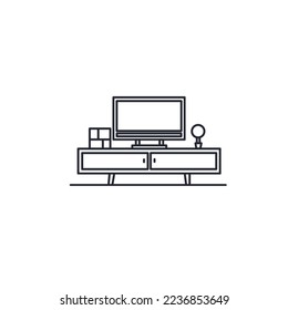 ilustración vectorial gráfico de la línea de tabla de tv interior arte perfecto para logotipos, iconos, diseños, afiches, volantes, anuncios y libros de dibujo 