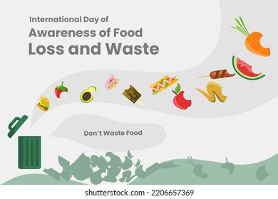 Illustration vector graphic of international day awareness food loss and waste. Good for poster.