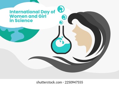 Illustration vector graphic of international day of women and girls in science. Good for poster