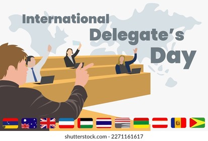 Gráfico vectorial de ilustración del día de los delegados internacionales. Bien por el afiche