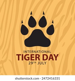 Ilustración Vector gráfico del día internacional del tigre 29 de julio con diseño de huella