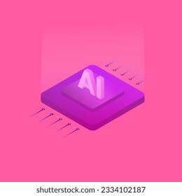 Illustration vector graphic of Isometric Artificial Intelligence sign.
Suitable for content about technology or future.