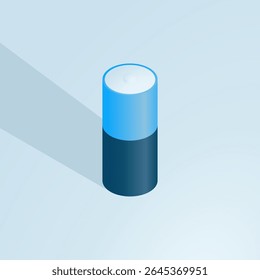 Illustration vector graphic of isometric battery isolated on blue background.