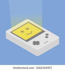 Illustration vector graphic of isometric classic gameboy. Suitable for content about game, entertainment or etc.