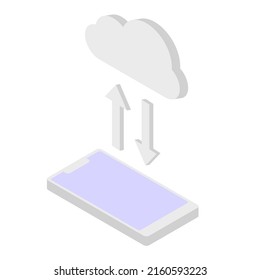 Illustration vector graphic of isometric cloud data transfer.