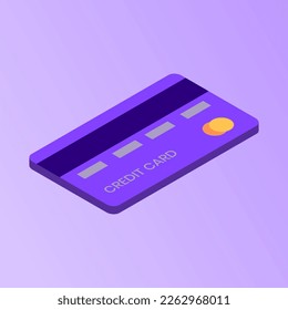 illustration vector graphic of isometric credit card. Suitable for content about finance, business, or education.