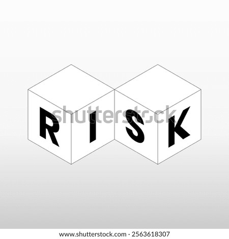 Illustration vector graphic of isometric cube with text risk.