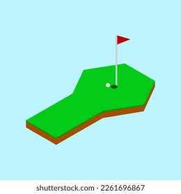 Illustration vector graphic of isometric golf court. Suitable for content about golf or sports.