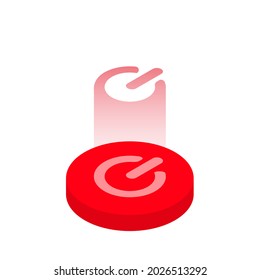 Illustration vector graphic of isometric power button with light effect.
Suitable to use for technology content.