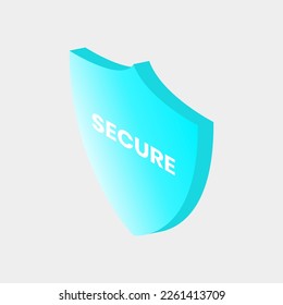 Ilustración vectorial gráfica de escudo isométrico. Adecuado para contenidos sobre seguridad, tecnología, etc.
