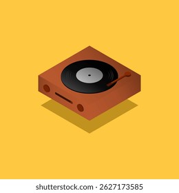 Gráfico de Vector de ilustración de vinilo isométrico aislado sobre fondo amarillo.