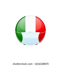 Illustration vector graphic of Italy flag with blue mask to save from coronavirus