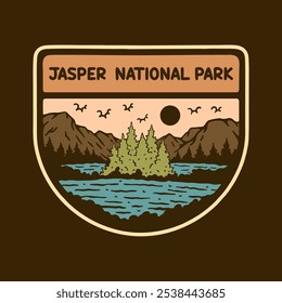 Illustration vector graphic of JASPER NATIONAL PARK BADGE LOGO DESIGN VECTOR ILLUSTRATION for apparel design merchandise, such as logos on product packaging