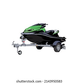 Illustration Vector Graphic of Jet ski on trailer 